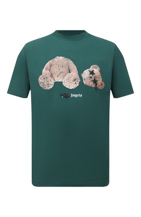 Мужская хлопковая футболка PALM ANGELS зеленого цвета по цене 25650 руб., арт. PMAA001F21JER0275760 | Фото 1 Мужская хлопковая футболка PALM ANGELS зеленого цвета, арт. PMAA001F21JER0275760 | Фото 1 (Длина (для топов): Стандартные; Материал внешний: Хлопок; Рукава: Короткие; Принт: С принтом; Стили: Спорт-шик)