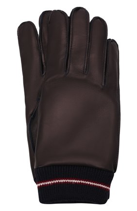 Мужские кожаные перчатки BALLY темно-синего цвета, арт. M9P0030L-1S134/177 | Фото 1 (Мужское Кросс-КТ: Кожа и замша; Материал: Натуральная кожа)
