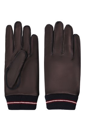Мужские кожаные перчатки BALLY темно-синего цвета, арт. M9P0030L-1S134/177 | Фото 2 (Мужское Кросс-КТ: Кожа и замша; Материал: Натуральная кожа)