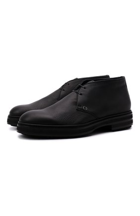 Мужские кожаные ботинки ZILLI черного цвета, арт. MDU-A095/008 | Фото 1 (Материал внутренний: Текстиль; Мужское Кросс-КТ: Дезерты-обувь, Ботинки-обувь; Подошва: Массивная; Материал внешний: Кожа; Материал утеплителя: Без утеплителя)