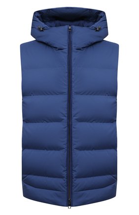 Мужской пуховый жилет LORO PIANA синего цвета по цене 224500 руб., арт. FAL4281 | Фото 1 Мужской пуховый жилет LORO PIANA синего цвета, арт. FAL4281 | Фото 1 (Длина (верхняя одежда): Короткие; Материал подклада: Синтетический материал; Материал внешний: Синтетический материал; Материал утеплителя: Пух и перо; Кросс-КТ: Куртка, Пуховик; Стили: Кэжуэл)