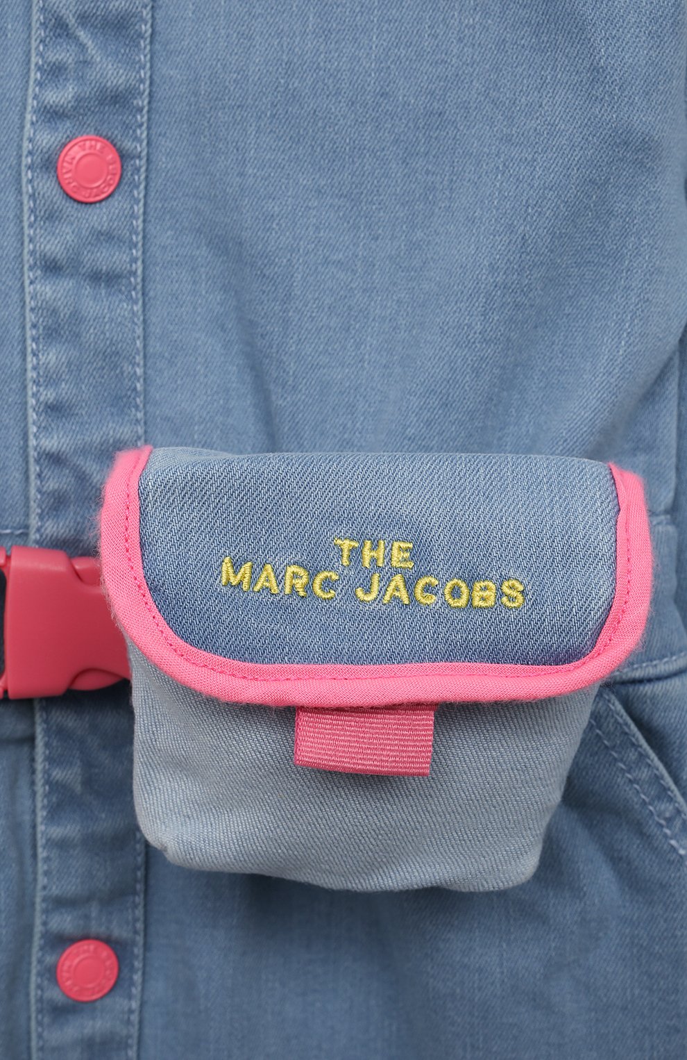 Детское хлопковое платье MARC JACOBS (THE) синего цвета, арт. W12387 | Фото 3 (Рукава: Длинные; Материал внешний: Хлопок; Ростовка одежда: 9 лет | 134 см, 2 года | 92 см, 7 лет | 122 см)