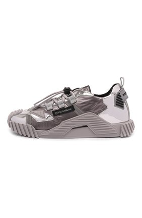 Детские кожаные кроссовки DOLCE & GABBANA серебряного цвета по цене 35150 руб., арт. D11021/A0228/29-36 | Фото 2 Детские кожаные кроссовки DOLCE & GABBANA серебряного цвета, арт. D11021/A0228/29-36 | Фото 2 (Материал внутренний: Натуральная кожа, Текстиль; Материал внешний: Кожа)