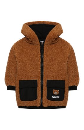 Детская куртка с капюшоном MOSCHINO коричневого цвета по цене 29500 руб., арт. HUA002/LIA00/4A-8A | Фото 1 Детская куртка с капюшоном MOSCHINO коричневого цвета, арт. HUA002/LIA00/4A-8A | Фото 1 (Материал подклада: Хлопок; Материал внешний: Синтетический материал; Рукава: Длинные; Кросс-КТ: Сезон: демисезон)