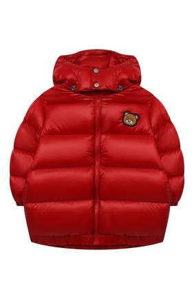 Детская пуховая куртка MOSCHINO красного цвета по цене 41700 руб., арт. HUS02T/L3A32/10A-14A | Фото 1 Детская пуховая куртка MOSCHINO красного цвета, арт. HUS02T/L3A32/10A-14A | Фото 1 (Материал подклада: Синтетический материал; Материал внешний: Синтетический материал; Рукава: Длинные; Материал утеплителя: Пух и перо; Кросс-КТ: Сезон: зима)