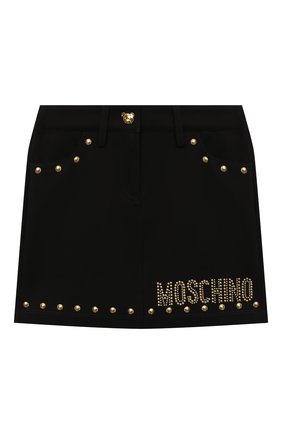 Детская юбка из вискозы MOSCHINO черного цвета по цене 23650 руб., арт. HDJ023/LJA02/4A-8A | Фото 1 Детская юбка из вискозы MOSCHINO черного цвета, арт. HDJ023/LJA02/4A-8A | Фото 1 (Материал внешний: Вискоза; Ростовка одежда: 6 лет | 116 см, 8 лет | 128 см)