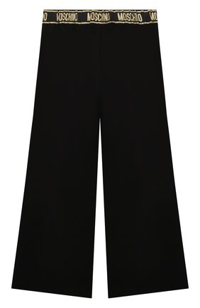 Детские брюки из вискозы MOSCHINO черного цвета по цене 15950 руб., арт. HDP045/LJA00/10A-14A | Фото 2 Детские брюки из вискозы MOSCHINO черного цвета, арт. HDP045/LJA00/10A-14A | Фото 2 (Материал внешний: Вискоза)