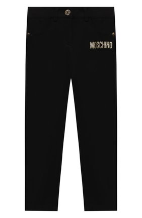 Детские брюки из вискозы MOSCHINO черного цвета по цене 14400 руб., арт. HDP046/LJA00/4A-8A | Фото 1 Детские брюки из вискозы MOSCHINO черного цвета, арт. HDP046/LJA00/4A-8A | Фото 1 (Материал внешний: Вискоза)