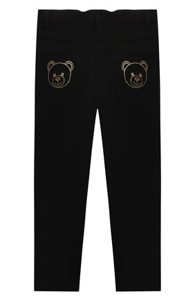 Детские брюки из вискозы MOSCHINO черного цвета по цене 14400 руб., арт. HDP046/LJA00/4A-8A | Фото 2 Детские брюки из вискозы MOSCHINO черного цвета, арт. HDP046/LJA00/4A-8A | Фото 2 (Материал внешний: Вискоза)