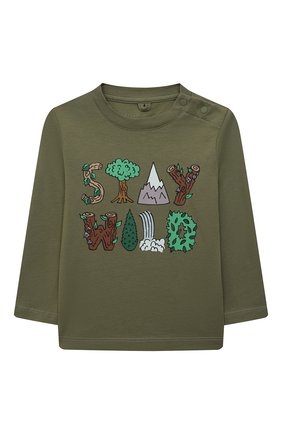 Детский хлопковый лонгслив STELLA MCCARTNEY хаки цвета по цене 3445 руб., арт. 602281/SRJ95 | Фото 1 Детский хлопковый лонгслив STELLA MCCARTNEY хаки цвета, арт. 602281/SRJ95 | Фото 1 (Материал внешний: Хлопок; Рукава: Длинные)