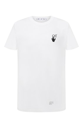 Мужская хлопковая футболка OFF-WHITE белого цвета, арт. 0MAA027F21JER013 | Фото 1 (Рукава: Короткие; Длина (для топов): Стандартные; Стили: Гранж; Принт: С принтом; Материал внешний: Хлопок)