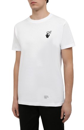 Мужская хлопковая футболка OFF-WHITE белого цвета, арт. 0MAA027F21JER013 | Фото 3 (Рукава: Короткие; Длина (для топов): Стандартные; Стили: Гранж; Принт: С принтом; Материал внешний: Хлопок)