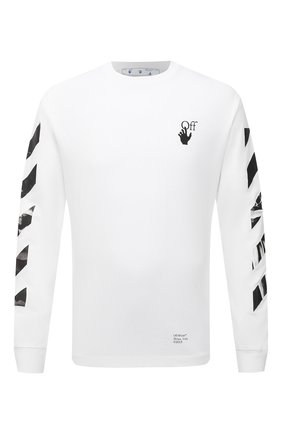 Мужская хлопковый лонгслив OFF-WHITE белого цвета по цене 29250 руб., арт. 0MAB064F21JER014 | Фото 1 Мужская хлопковый лонгслив OFF-WHITE белого цвета, арт. 0MAB064F21JER014 | Фото 1 (Материал внешний: Хлопок; Рукава: Длинные; Длина (для топов): Стандартные; Принт: С принтом; Стили: Спорт-шик)