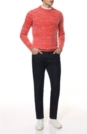 Мужской свитер DANIELE FIESOLI красного цвета, арт. DF 9040 | Фото 2 (Материал внешний: Шерсть; Рукава: Длинные; Длина (для топов): Стандартные; Мужское Кросс-КТ: Свитер-одежда; Принт: Без принта; Стили: Кэжуэл)