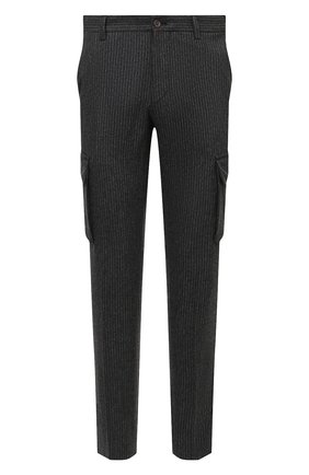 Мужские шерстяные брюки-карго CORNELIANI темно-серого цвета, арт. 884L02-1817513/00 | Фото 1 (Материал внешний: Шерсть; Длина (брюки, джинсы): Стандартные; Силуэт М (брюки): Карго; Случай: Повседневный; Стили: Кэжуэл)
