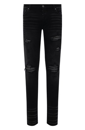 Мужские джинсы AMIRI черного цвета, арт. MDS059-023 | Фото 1 (Материал внешний: Хлопок, Деним; Кросс-КТ: Деним; Силуэт М (брюки): Узкие; Стили: Гранж, Панк; Детали: Потертости; Длина (брюки, джинсы): Стандартные)