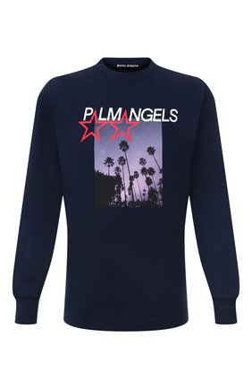 Мужская хлопковый лонгслив PALM ANGELS темно-синего цвета по цене 36650 руб., арт. PMAB002F21JER0034601 | Фото 1 Мужская хлопковый лонгслив PALM ANGELS темно-синего цвета, арт. PMAB002F21JER0034601 | Фото 1 (Материал внешний: Хлопок; Рукава: Длинные; Длина (для топов): Стандартные; Принт: С принтом; Стили: Спорт-шик)