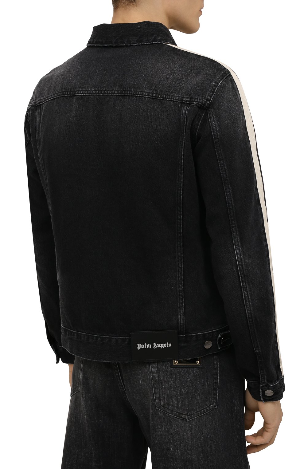 Мужская джинсовая куртка PALM ANGELS темно-серого цвета, арт. PMYE029F21DEN0011001 | Фото 4 (Кросс-КТ: Куртка, Деним; Рукава: Длинные; Стили: Гранж; Материал внешний: Хлопок, Деним; Длина (верхняя одежда): Короткие)