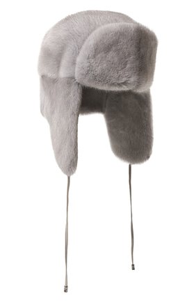Женская шапка-ушанка из меха норки KUSSENKOVV серого цвета, арт. 090700036093 | Фото 1 (Материал: Натуральный мех)