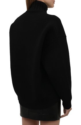 Женский шерстяной свитер ALEXANDER WANG черного цвета, арт. 1KC4211005 | Фото 4 (Женское Кросс-КТ: Свитер-одежда; Материал внешний: Шерсть; Рукава: Длинные; Длина (для топов): Удлиненные; Стили: Кэжуэл)