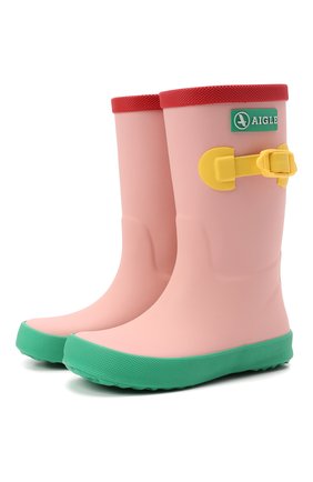 Детские резиновые сапоги AIGLE светло-розового цвета, арт. 245682/PERDRIX | Фото 1 (Материал внутренний: Текстиль; Материал внешний: Резина)