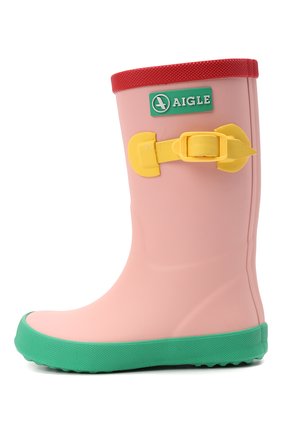 Детские резиновые сапоги AIGLE светло-розового цвета, арт. 245682/PERDRIX | Фото 2 (Материал внутренний: Текстиль; Материал внешний: Резина)