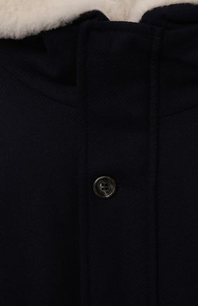 Детского пуховое пальто BRUNELLO CUCINELLI синего цвета, арт. BN485J312C | Фото 3 (Кросс-КТ: Сезон: зима; Материал внешний: Шерсть; Рукава: Длинные; Материал утеплителя: Пух и перо; Материал подклада: Хлопок)