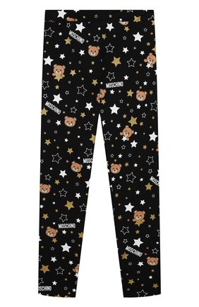 Детские хлопковые леггинсы MOSCHINO черного цвета по цене 8995 руб., арт. H4P03U/LBB75/10A-14A | Фото 1 Детские хлопковые леггинсы MOSCHINO черного цвета, арт. H4P03U/LBB75/10A-14A | Фото 1 (Материал внешний: Хлопок; Девочки Кросс-КТ: Брюки-спорт)