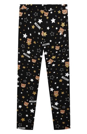 Детские хлопковые леггинсы MOSCHINO черного цвета по цене 8995 руб., арт. H4P03U/LBB75/10A-14A | Фото 2 Детские хлопковые леггинсы MOSCHINO черного цвета, арт. H4P03U/LBB75/10A-14A | Фото 2 (Материал внешний: Хлопок; Девочки Кросс-КТ: Брюки-спорт)