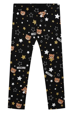 Детские хлопковые леггинсы MOSCHINO черного цвета по цене 8430 руб., арт. H4P03U/LBB75/4A-8A | Фото 1 Детские хлопковые леггинсы MOSCHINO черного цвета, арт. H4P03U/LBB75/4A-8A | Фото 1 (Материал внешний: Хлопок; Девочки Кросс-КТ: Брюки-спорт)