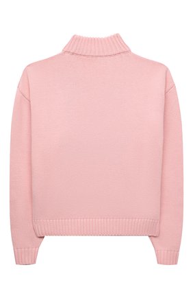 Детский хлопковый свитер MOSCHINO розового цвета по цене 18650 руб., арт. HAW01B/LHE09/10A-14A | Фото 2 Детский хлопковый свитер MOSCHINO розового цвета, арт. HAW01B/LHE09/10A-14A | Фото 2 (Рукава: Длинные; Материал внешний: Синтетический материал, Хлопок; Девочки Кросс-КТ: Пуловер-одежда)