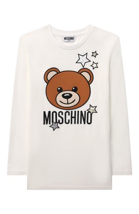 Детская хлопковый лонгслив MOSCHINO белого цвета по цене 8995 руб., арт. HE0000/LBA01/10A-14A | Фото 1 Детская хлопковый лонгслив MOSCHINO белого цвета, арт. HE0000/LBA01/10A-14A | Фото 1 (Рукава: Длинные; Материал внешний: Хлопок; Девочки Кросс-КТ: Лонгслив-одежда)