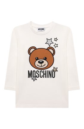 Детская хлопковый лонгслив MOSCHINO белого цвета по цене 8430 руб., арт. HE0000/LBA01/4A-8A | Фото 1 Детская хлопковый лонгслив MOSCHINO белого цвета, арт. HE0000/LBA01/4A-8A | Фото 1 (Материал внешний: Хлопок; Рукава: Длинные; Девочки Кросс-КТ: Лонгслив-одежда)
