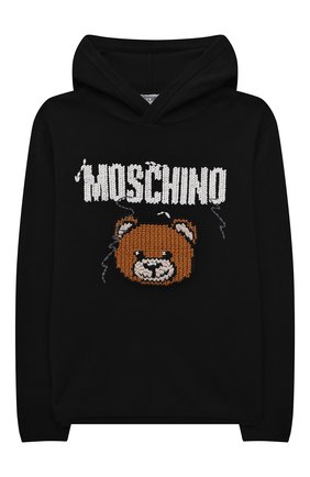 Детский худи из хлопка и шерсти MOSCHINO черного цвета по цене 19750 руб., арт. HMW00K/LHE11/10A-14A | Фото 1 Детский худи из хлопка и шерсти MOSCHINO черного цвета, арт. HMW00K/LHE11/10A-14A | Фото 1 (Материал внешний: Хлопок; Рукава: Длинные; Мальчики Кросс-КТ: Толстовка-одежда)