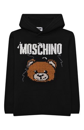 Детский худи из хлопка и шерсти MOSCHINO черного цвета по цене 18650 руб., арт. HMW00K/LHE11/4A-8A | Фото 1 Детский худи из хлопка и шерсти MOSCHINO черного цвета, арт. HMW00K/LHE11/4A-8A | Фото 1 (Рукава: Длинные; Материал внешний: Хлопок; Мальчики Кросс-КТ: Толстовка-одежда)