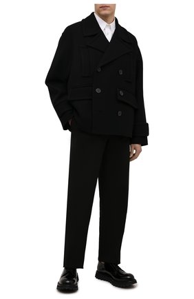 Мужской шерстяной бушлат VALENTINO черного цвета, арт. WV0CJG807U3 | Фото 2 (Рукава: Длинные; Материал внешний: Шерсть; Длина (верхняя одежда): Короткие; Мужское Кросс-КТ: пальто-верхняя одежда; Стили: Кэжуэл)