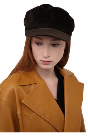 Женская хлопковая кепка LOW CLASSIC темно-коричневого цвета по цене 12600 руб., арт. L0W21FW_HA04DB | Фото 2 Женская хлопковая кепка LOW CLASSIC темно-коричневого цвета, арт. L0W21FW_HA04DB | Фото 2 (Материал: Хлопок, Текстиль)