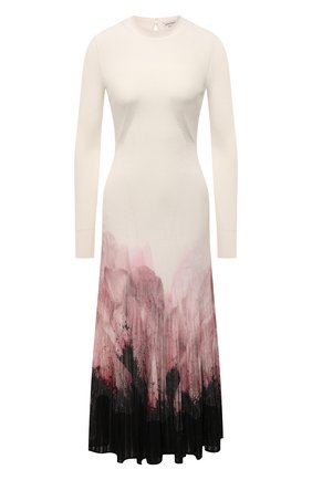 Женское платье из вискозы ALEXANDER MCQUEEN кремвого цвета по цене 275500 руб., арт. 679383/Q1AWG | Фото 1 Женское платье из вискозы ALEXANDER MCQUEEN кремвого цвета, арт. 679383/Q1AWG | Фото 1 (Длина Ж (юбки, платья, шорты): Миди; Материал подклада: Синтетический материал; Рукава: Длинные; Материал внешний: Вискоза; Женское Кросс-КТ: Платье-одежда; Случай: Вечерний; Стили: Романтичный)