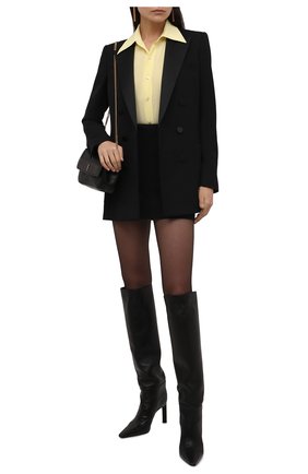 Женская шелковая рубашка SAINT LAURENT цвета по цене 75850 руб., арт. 663493/Y100W | Фото 2 Женская шелковая рубашка SAINT LAURENT цвета, арт. 663493/Y100W | Фото 2 (Материал внешний: Шелк; Женское Кросс-КТ: Рубашка-одежда; Принт: Без принта; Рукава: Длинные; Длина (для топов): Стандартные; Стили: Кэжуэл)