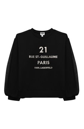 Детский свитшот из вискозы KARL LAGERFELD KIDS черного цвета по цене 14600 руб., арт. Z15340 | Фото 1 Детский свитшот из вискозы KARL LAGERFELD KIDS черного цвета, арт. Z15340 | Фото 1 (Материал внешний: Вискоза; Рукава: Длинные; Девочки Кросс-КТ: Свитшот-одежда; Ростовка одежда: 9 лет | 134 см, 12 лет | 152 см, 13 - 15 лет | 158 см, 16 лет | 164 см, 7 лет | 122 см)