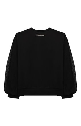Детский свитшот из вискозы KARL LAGERFELD KIDS черного цвета по цене 14600 руб., арт. Z15340 | Фото 2 Детский свитшот из вискозы KARL LAGERFELD KIDS черного цвета, арт. Z15340 | Фото 2 (Материал внешний: Вискоза; Рукава: Длинные; Девочки Кросс-КТ: Свитшот-одежда; Ростовка одежда: 9 лет | 134 см, 12 лет | 152 см, 13 - 15 лет | 158 см, 16 лет | 164 см, 7 лет | 122 см)