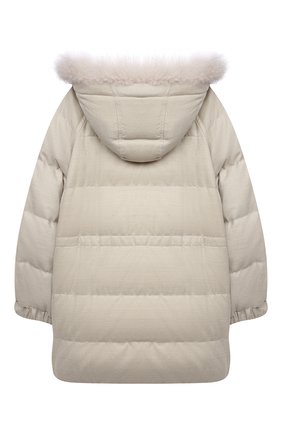 Детского пуховое пальто BRUNELLO CUCINELLI кремвого цвета по цене 275500 руб., арт. BT226J424C | Фото 2 Детского пуховое пальто BRUNELLO CUCINELLI кремвого цвета, арт. BT226J424C | Фото 2 (Рукава: Длинные; Материал подклада: Синтетический материал; Материал утеплителя: Пух и перо; Материал внешний: Шерсть; Кросс-КТ: Сезон: зима; Ростовка одежда: 12 лет | 152 см)