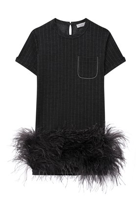 Детское шерстяное платье BRUNELLO CUCINELLI серого цвета по цене 134500 руб., арт. BA179S615C | Фото 1 Детское шерстяное платье BRUNELLO CUCINELLI серого цвета, арт. BA179S615C | Фото 1 (Материал внешний: Шерсть; Рукава: Короткие)