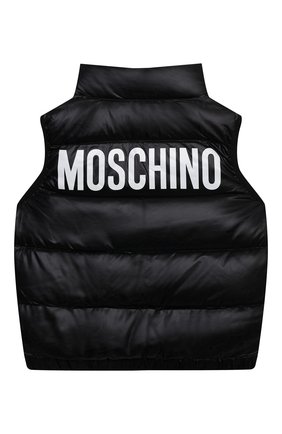 Детский пуховый жилет MOSCHINO черного цвета по цене 22950 руб., арт. HMS02K/L3A32/4A-8A | Фото 2 Детский пуховый жилет MOSCHINO черного цвета, арт. HMS02K/L3A32/4A-8A | Фото 2 (Материал внешний: Синтетический материал; Рукава: Короткие; Материал утеплителя: Пух и перо; Материал подклада: Синтетический материал; Девочки Кросс-КТ: Верхняя одежда)