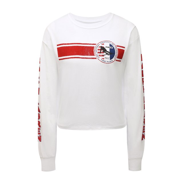 Хлопковый пуловер Polo Ralph Lauren белого цвета