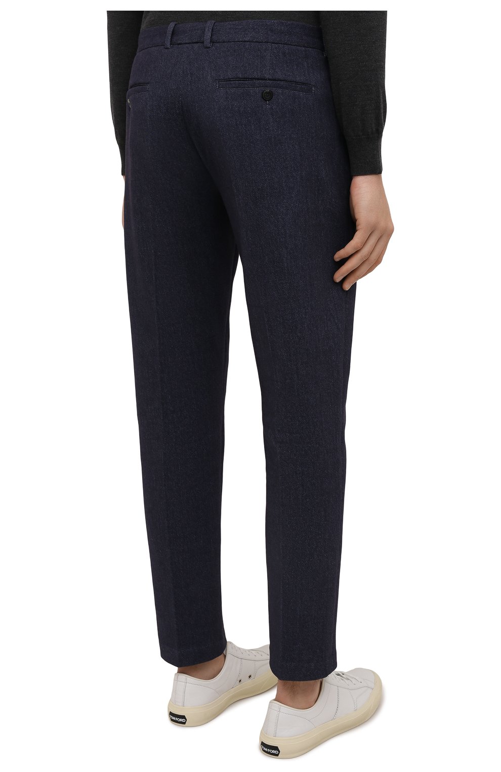 Мужские хлопковые брюки CIRCOLO 1901 темно-синего цвета, арт. CN3211 | Фото 4 (Длина (брюки, джинсы): Стандартные; Случай: Повседневный; Материал внешний: Хлопок; Стили: Кэжуэл)