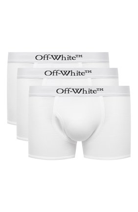 Мужские комплект из трех боксеров OFF-WHITE белого цвета, арт. 0MUA001F21FAB001 | Фото 1 (Материал внешний: Хлопок; Кросс-КТ: бельё; Мужское Кросс-КТ: Трусы)