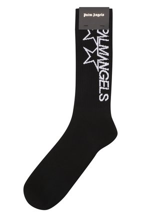 Мужские хлопковые носки PALM ANGELS черного цвета, арт. PMRA001F21FAB0041001 | Фото 1 (Материал внешний: Хлопок; Кросс-КТ: бельё)