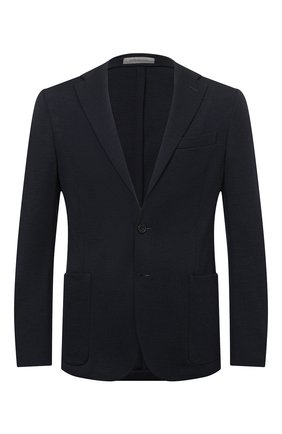 Мужской шерстяной пиджак CORNELIANI темно-синего цвета по цене 82100 руб., арт. 88X523-1818802/90 | Фото 1 Мужской шерстяной пиджак CORNELIANI темно-синего цвета, арт. 88X523-1818802/90 | Фото 1 (Материал внешний: Шерсть; Рукава: Длинные; Материал подклада: Вискоза; Длина (для топов): Стандартные; 1-2-бортные: Однобортные; Пиджаки М: Приталенный; Кросс-КТ: Трикотаж; Стили: Кэжуэл; Случай: Повседневный)