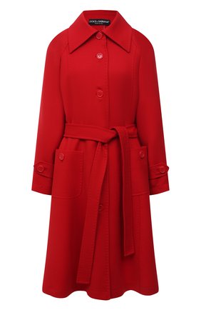 Женское шерстяное пальто DOLCE & GABBANA красного цвета, арт. F0AQ5T/FU22W | Фото 1 (Материал внешний: Шерсть; Длина (верхняя одежда): До колена; Рукава: Длинные; Стили: Гламурный; 1-2-бортные: Однобортные)